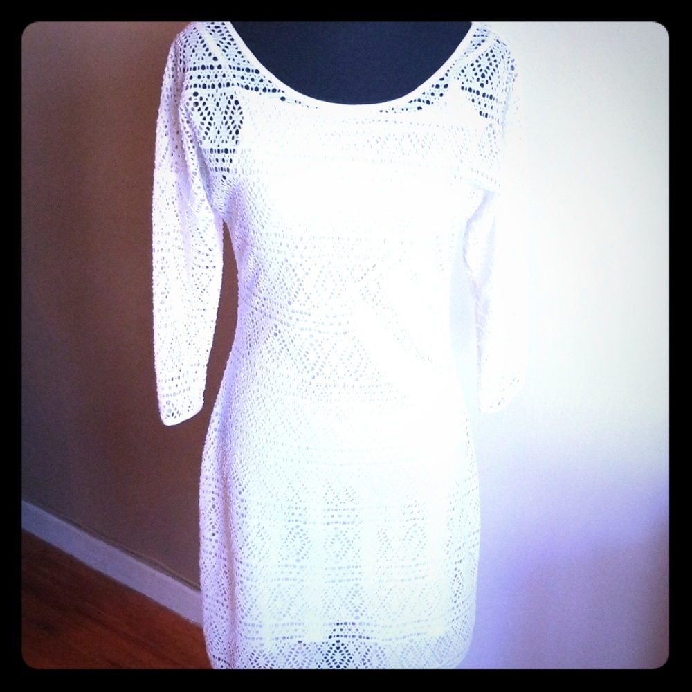 Express White crotchet slip dress